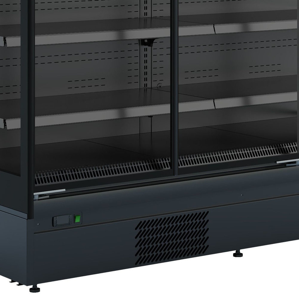 Combisteel Wandkoeling | Mike | Zwart | -1°c/+5°c | Geforceerd | 6 Schappen | 0.74kw | Klapdeuren | 3810x880x2040(h)mm