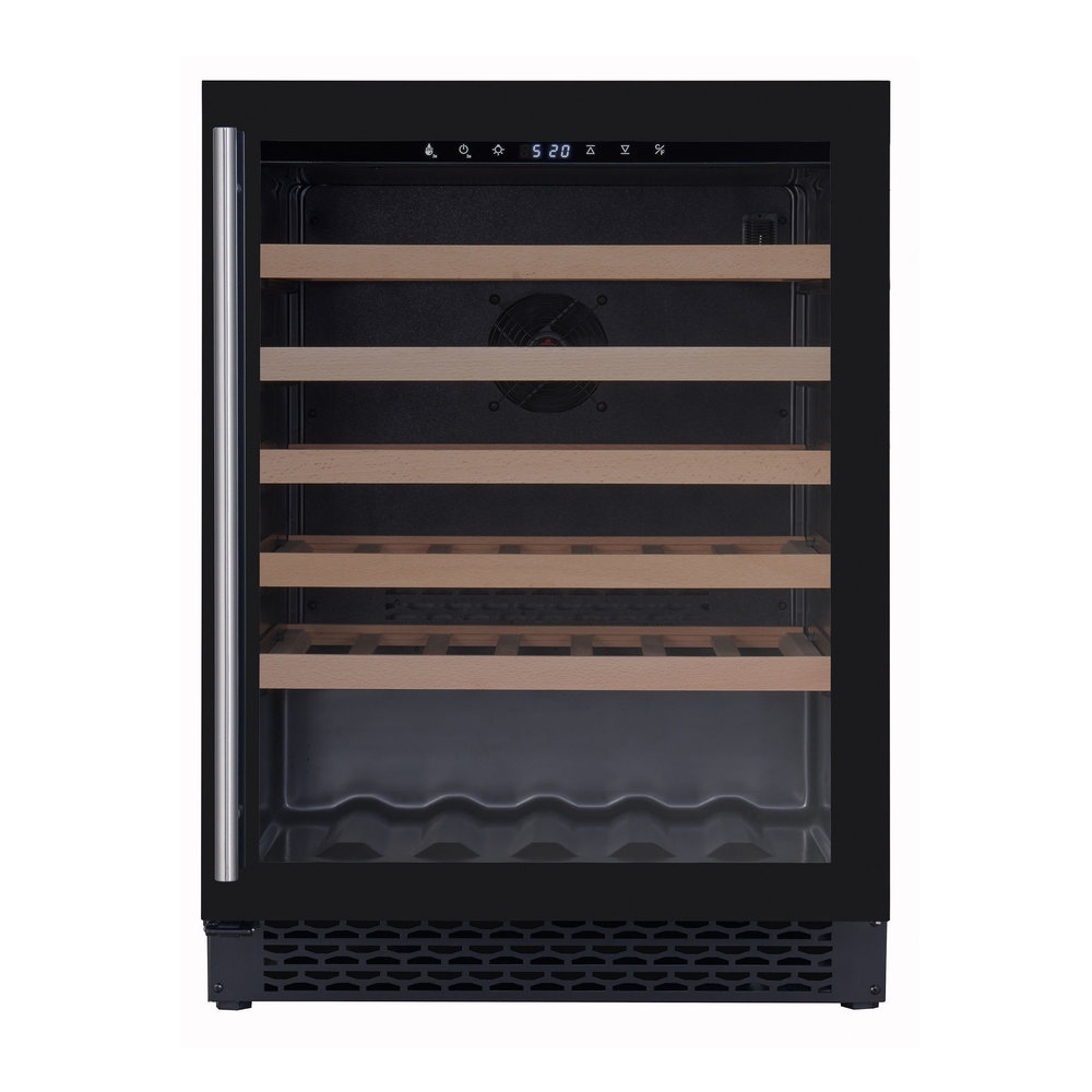 Combisteel Wijnkoelkast 127l | 46 Flessen | Glas Deur | Zwart | 5 Roosters | Geforceerd | 595x570x820(h)mm