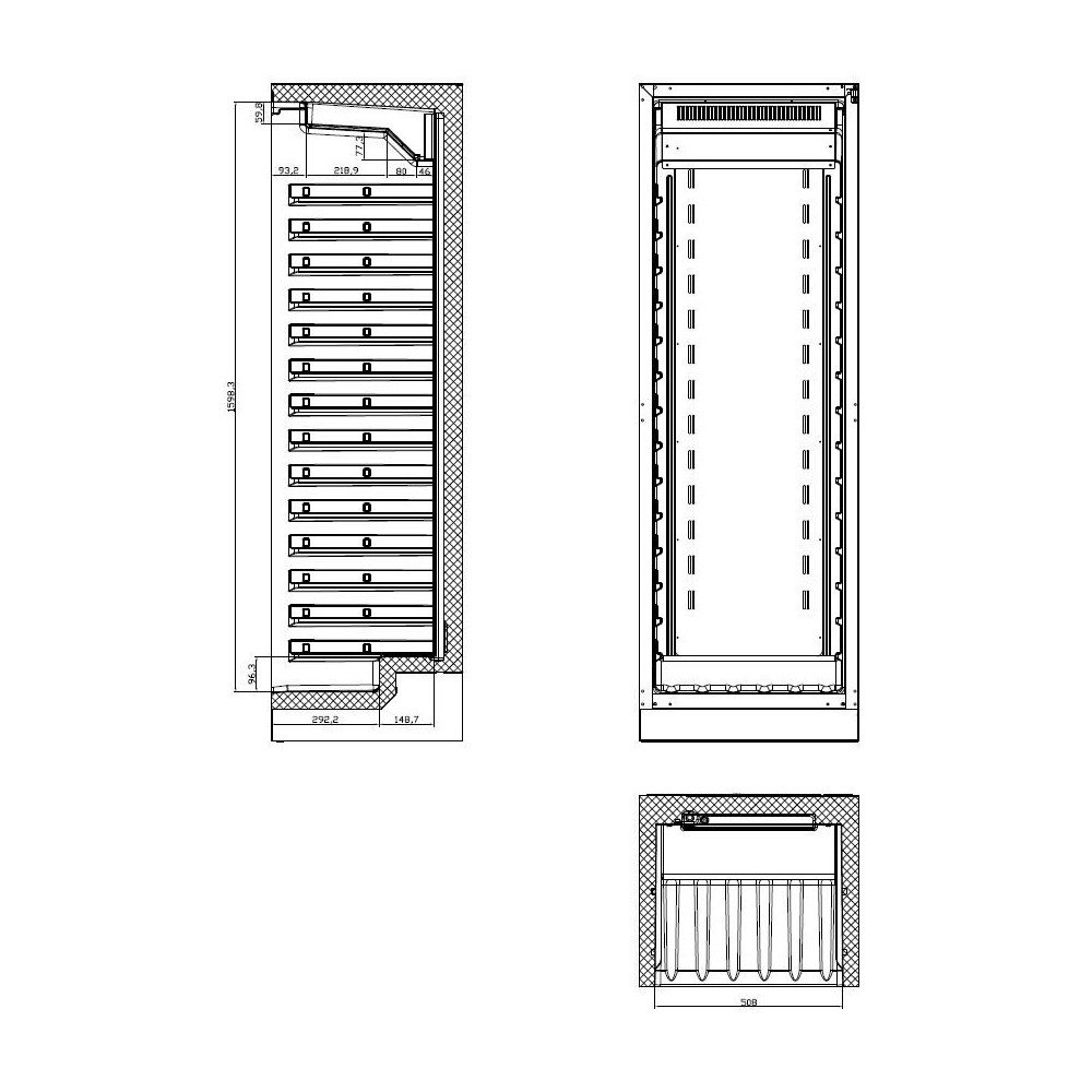 Combisteel Wijnkoelkast | 325l | 115 Flessen | Geforceerd | 595x570x1780(h)mm