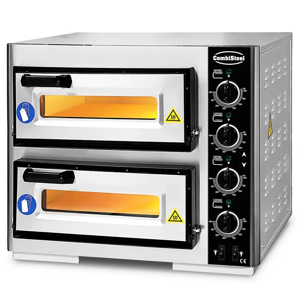 Combisteel Pizzaoven | Elektrisch | 1+1x ø39cm | 85°c/455°c | 7kw (400v) | 630x630x530(h)mm