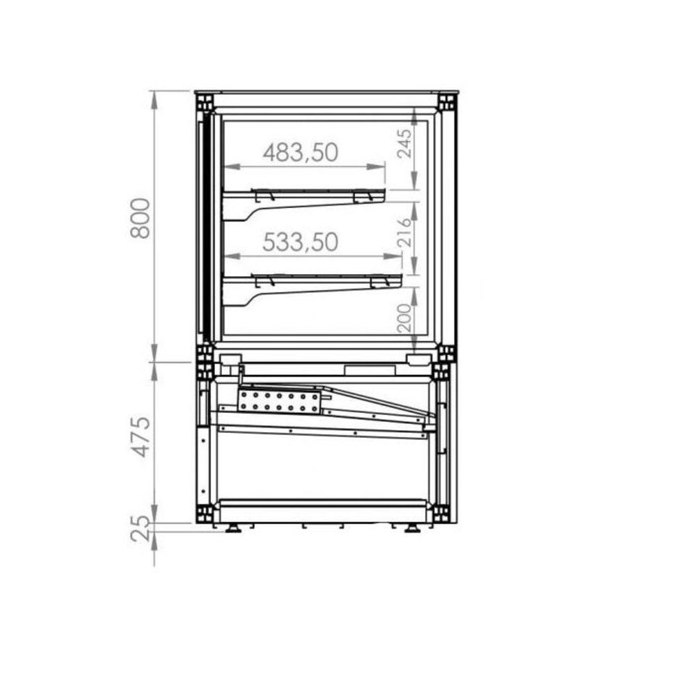Combisteel Koelvitrine | 300l | +2/+10°c | 3 Schappen | 800x780x1300(h)mm