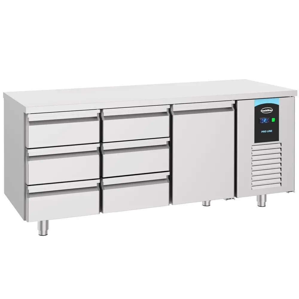 Combisteel Koelwerkbank | Energy Line | Energiezuinig | 474l | 1 Deur + 6 Laden (1/1 Gn) | -2°c/+8°c | Geforceerd | 1865x700x850(h)mm