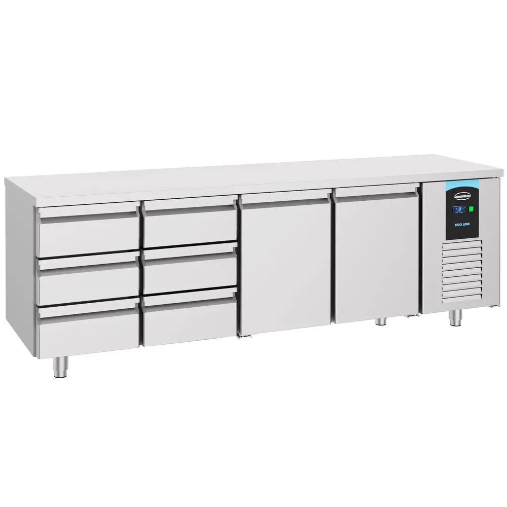 Combisteel Koelwerkbank | Energy Line | Energiezuinig | 632l | 2 Deuren + 6 Laden (1/1 Gn) | -2°c/+8°c | Geforceerd | 2330x700x850(h)mm