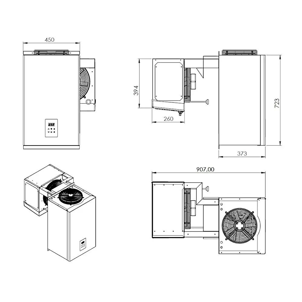 Combisteel Hang-wandunit | 4.1-6.5m³ | -12°c/-20°c | 230v (0.96kw) | 450x907x723(h)mm
