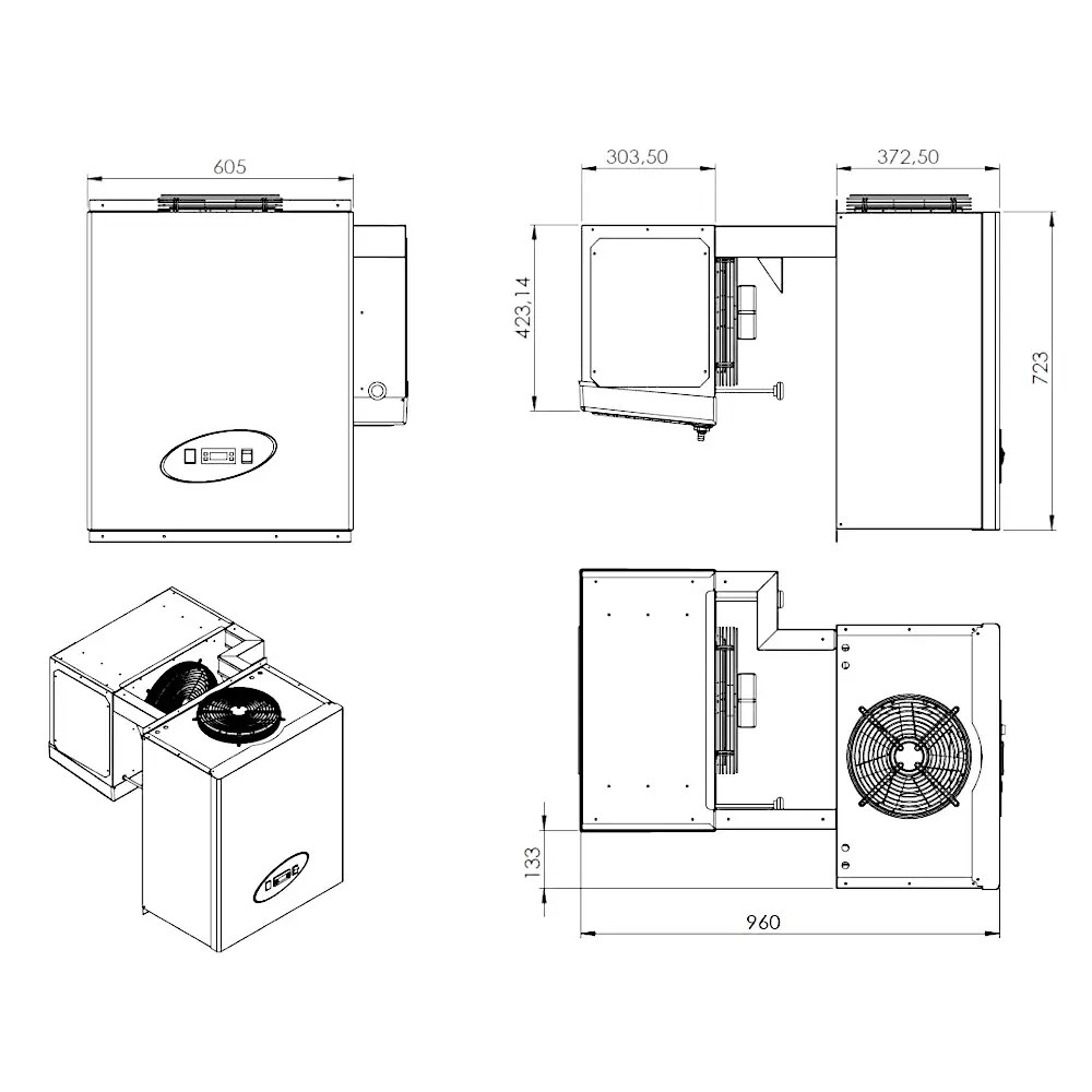 Combisteel Hang-wandunit | 6.6-9m³ | -12°c/-20°c | 400v (1.6kw) | 605x960x723(h)mm