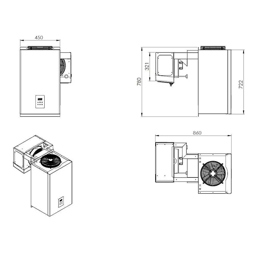 Combisteel Hang-wandunit | 4.1-6.5m³ | +2°c/+8°c | 0.65kw (230v) | 450x860x780(h)mm