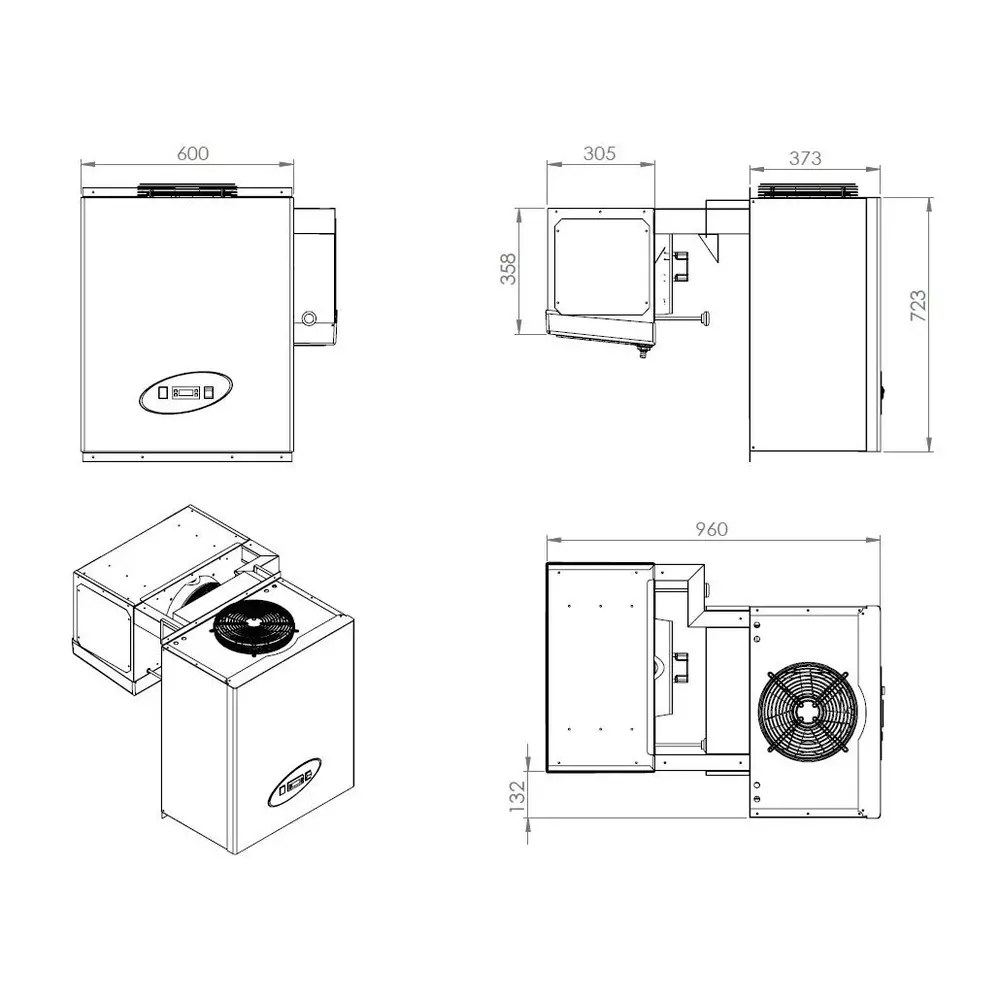 Combisteel Hang-wandunit | 9.1-13m³ | +2°c/+8°c | 230v (0.83kw) | 600x960x723(h)mm