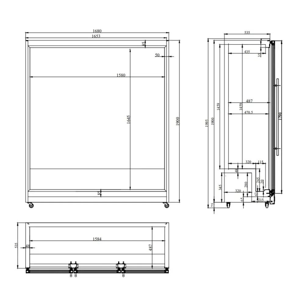 Combisteel Koelkast | 1173l | Zwart | +2°c/+10°c | Geforceerd | Draaideuren | Wielen (geremd) | 1680x600x1980(h)mm