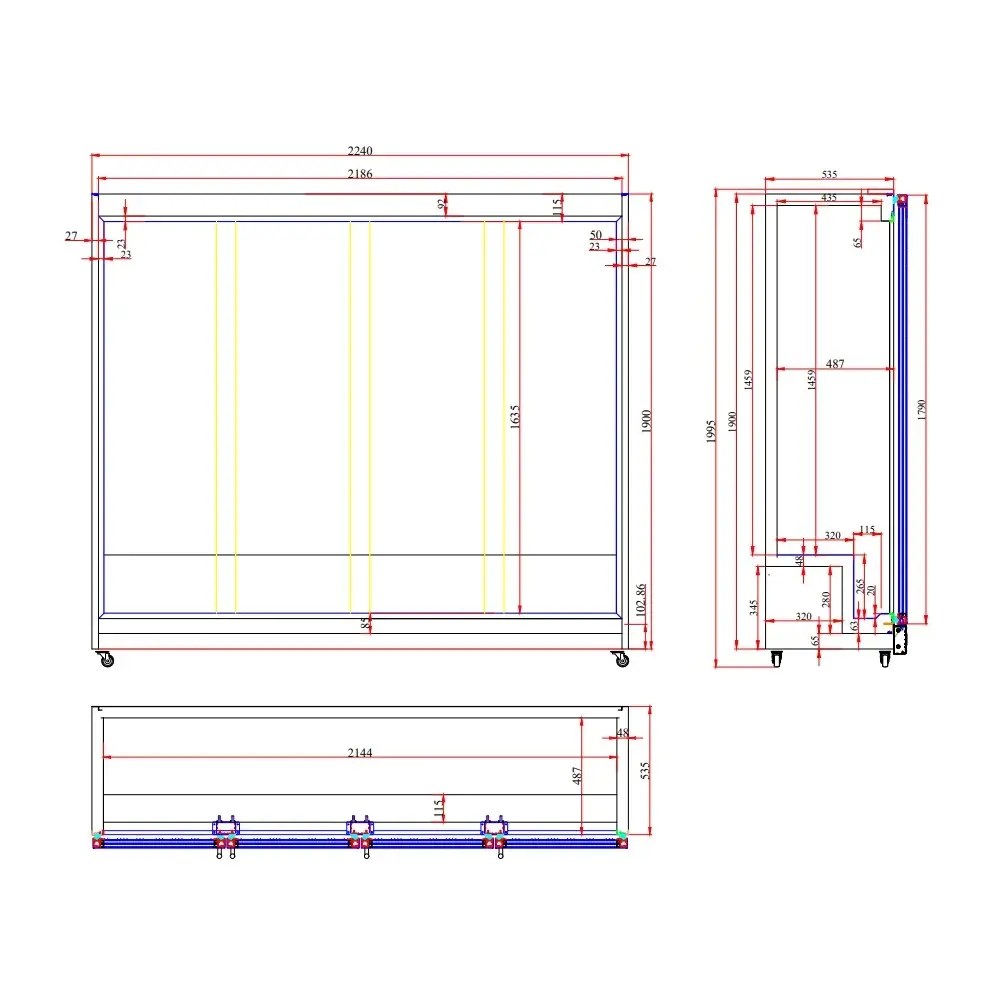 Combisteel Koelkast | 1608l | Zwart | +2°c/+10°c | Geforceerd | Draaideuren | Wielen (geremd) | 2240x600x1980(h)mm