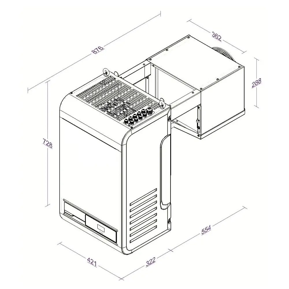 Combisteel Hang-wandunit | 9.6-19.9m³ | -5°c/+10°c | 0.78kw (230v) | Bluetooth + App | 421x876x728(h)mm