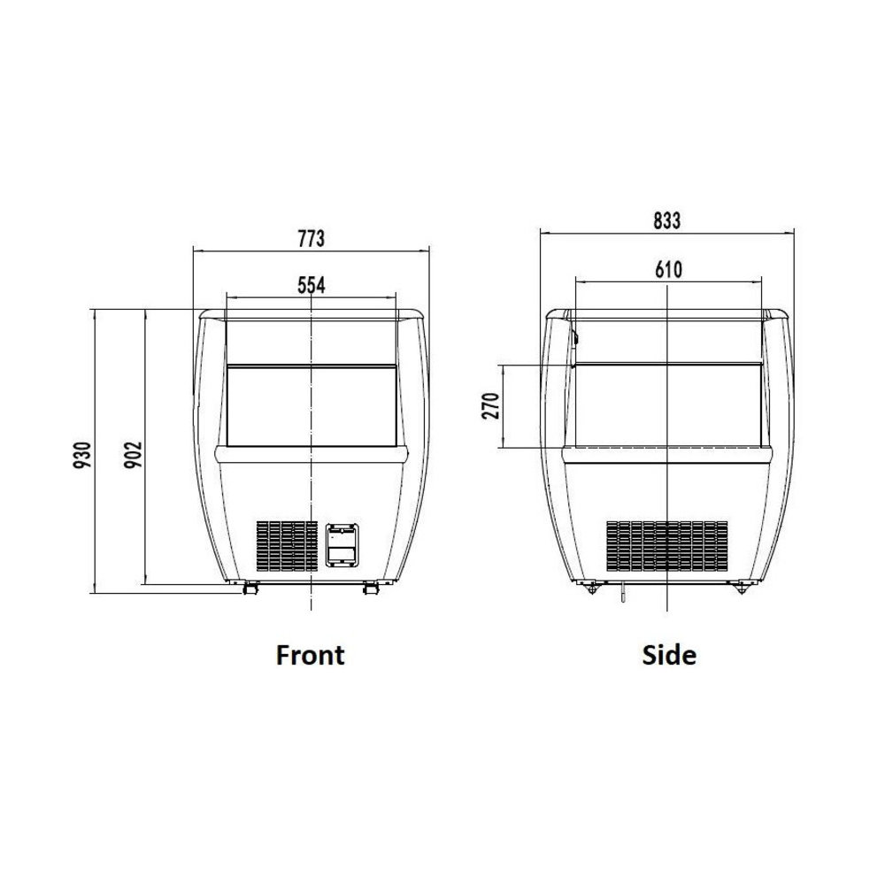 Combisteel Koeleiland | Zwart | +2°c/+8°c | Geforceerd | 0.55kw | 772x833x930(h)mm