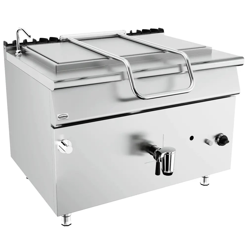 Combisteel Kookketel | Base 900 | Gas | 250l | 60ºc/180ºc | Directe Verhitting | 30kw | Piëzo Ontsteking | Vulkraan (warm/koud) + Aftapkraan | 1200x900x900(h)mm
