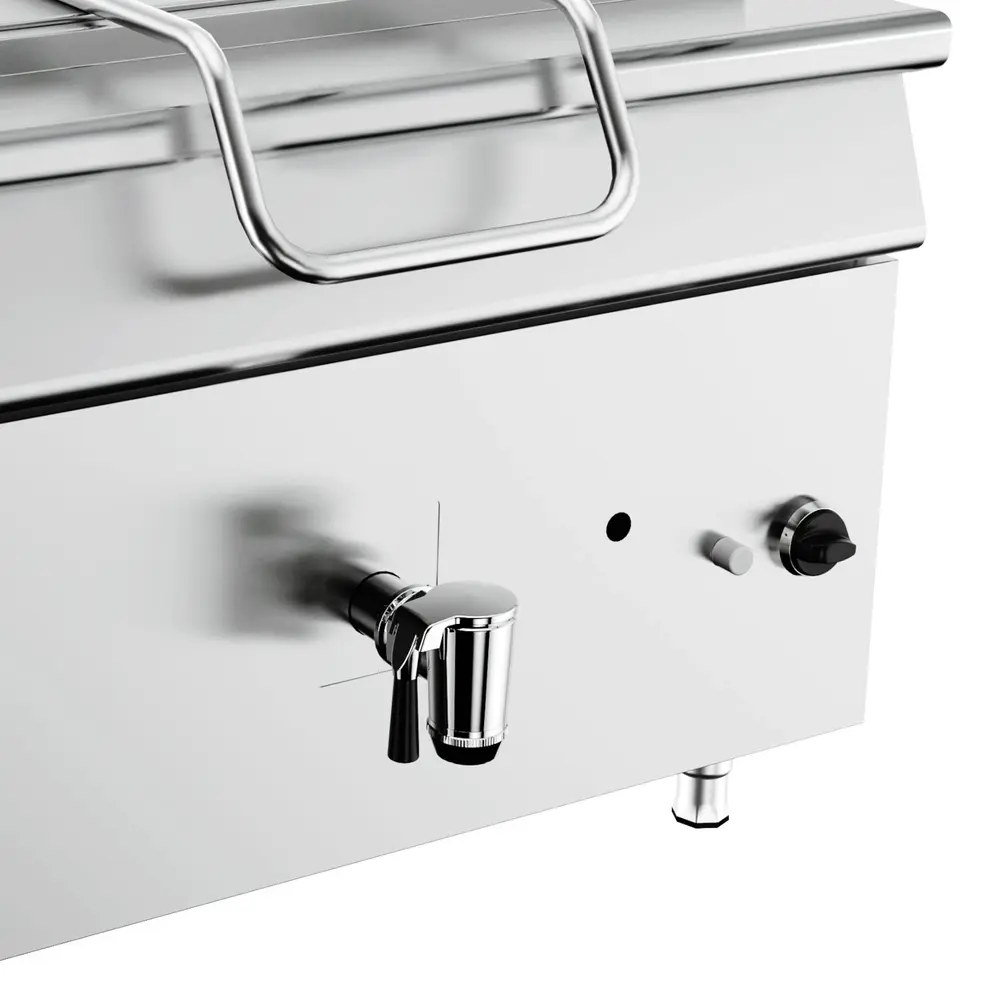 Combisteel Kookketel | Base 900 | Gas | 250l | 60ºc/180ºc | Directe Verhitting | 30kw | Piëzo Ontsteking | Vulkraan (warm/koud) + Aftapkraan | 1200x900x900(h)mm