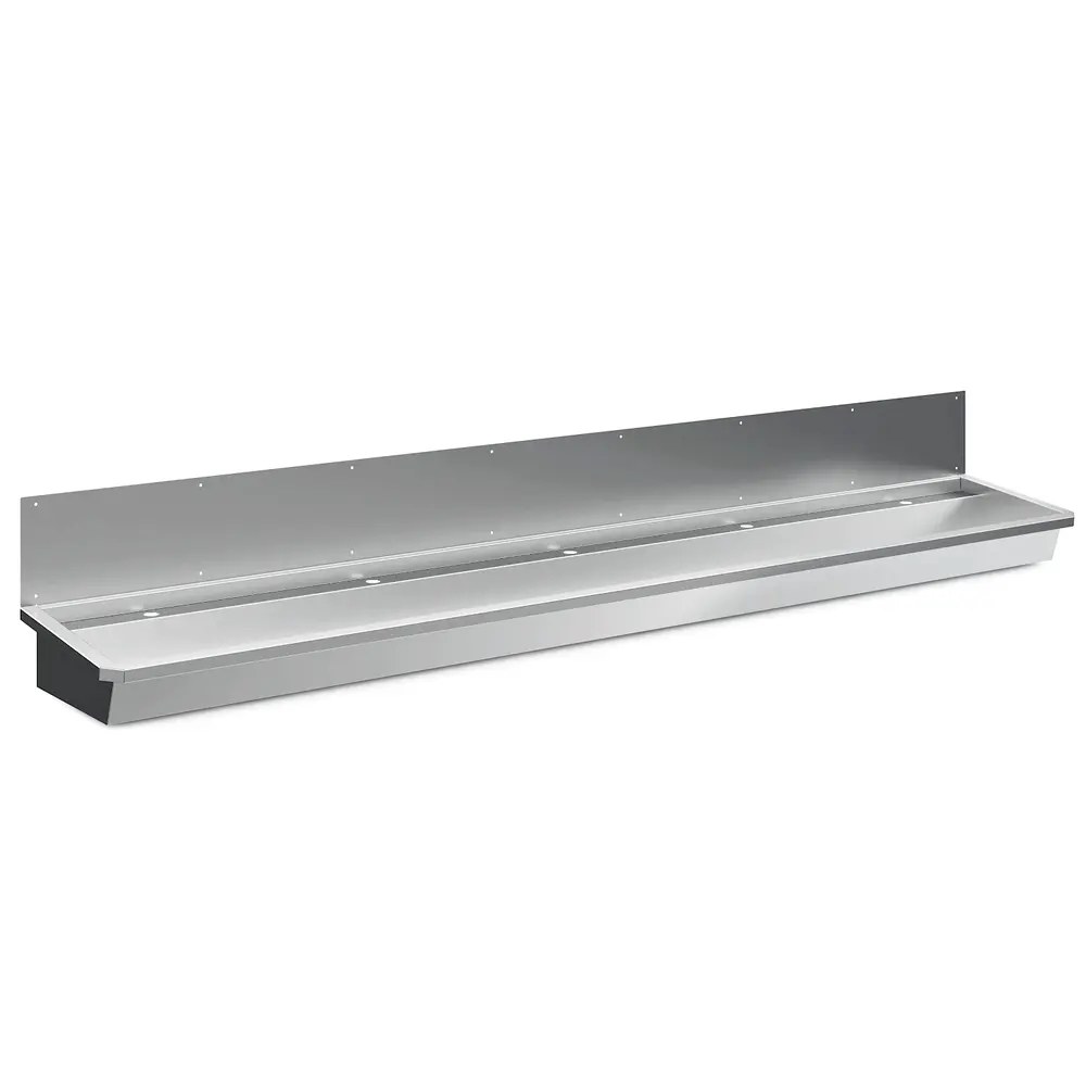 Combisteel Wasbak | Rvs | 5 Kraangaten | Spatscherm | Incl. Afvoerplug | 3000x468x438(h)mm