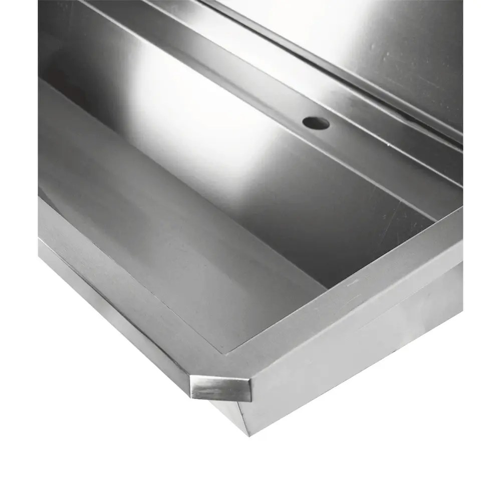 Combisteel Wasbak | Rvs | 5 Kraangaten | Spatscherm | Incl. Afvoerplug | 3000x468x438(h)mm