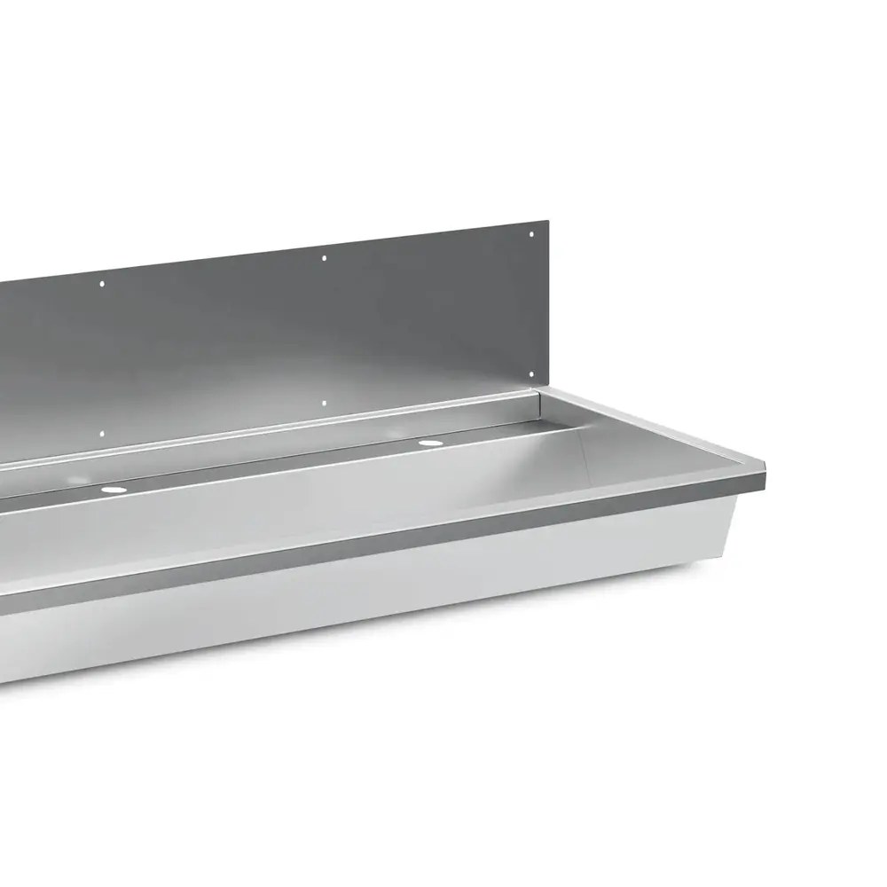 Combisteel Wasbak | Rvs | 5 Kraangaten | Spatscherm | Incl. Afvoerplug | 3000x468x438(h)mm
