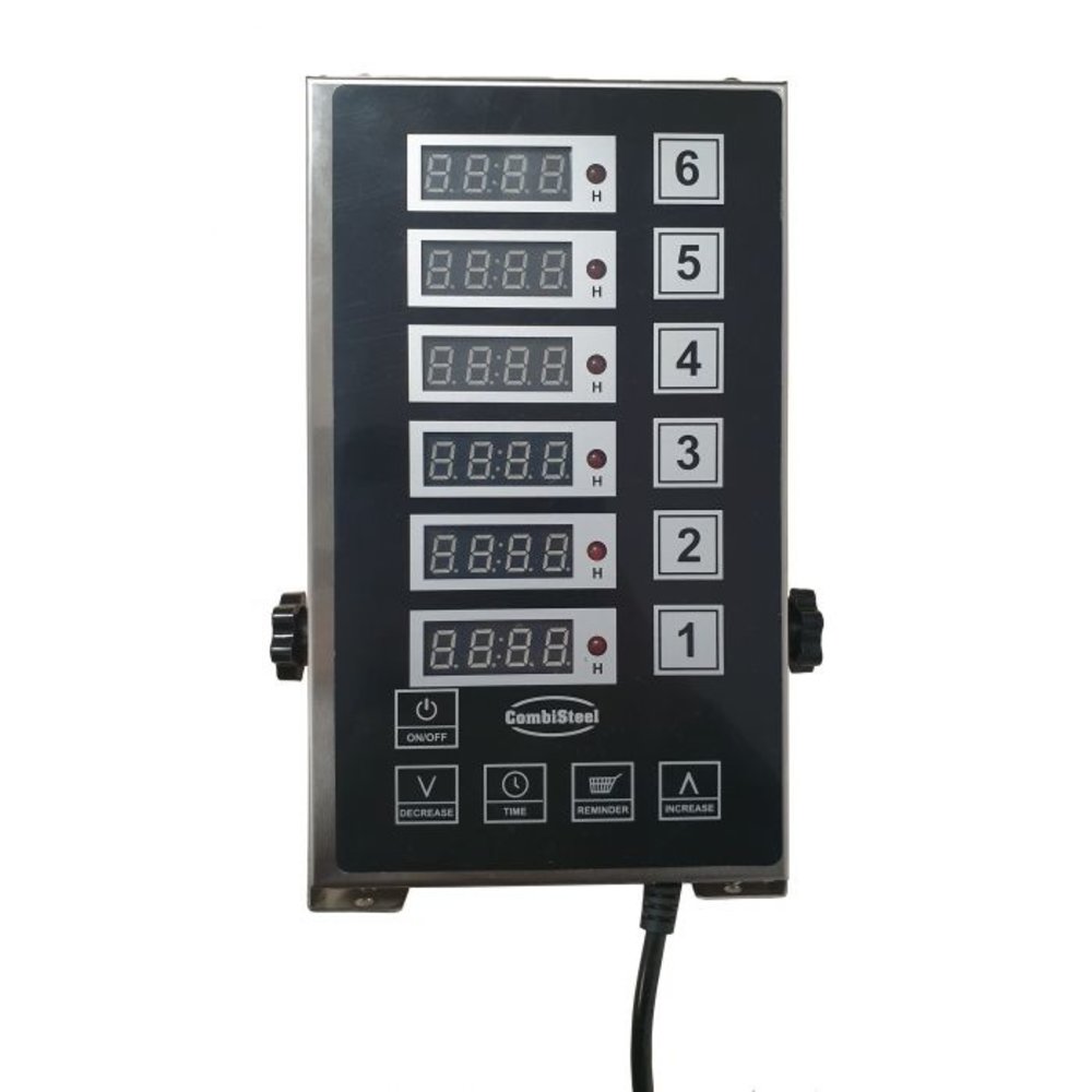 Combisteel Digitale Keukentimer | 6 Timers | Rvs | 230v | 130x240x36(h)mm