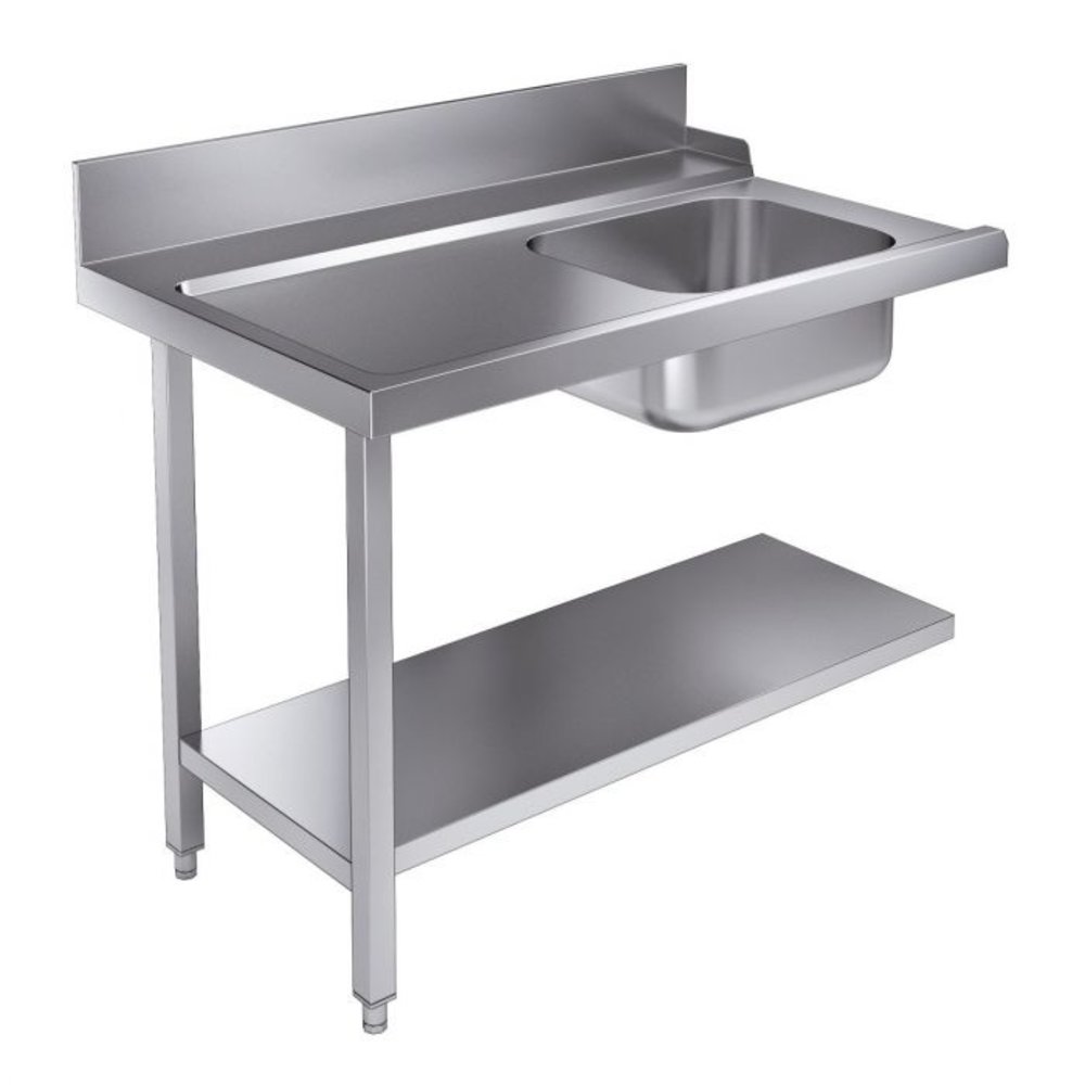 Combisteel Aanvoertafel | Voor Com-7280.0045-0046 | Spoelbak Links | Opstaande Rand | 1200x750x900(h)mm