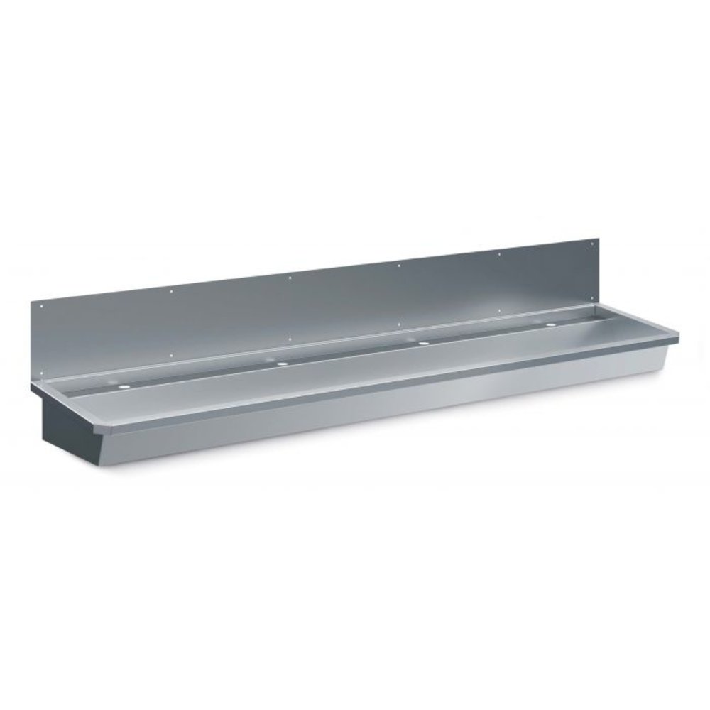 Combisteel Wasbak | Incl. Afvoerplug + Spatscherm | Rvs | 2400x468x438(h)mm
