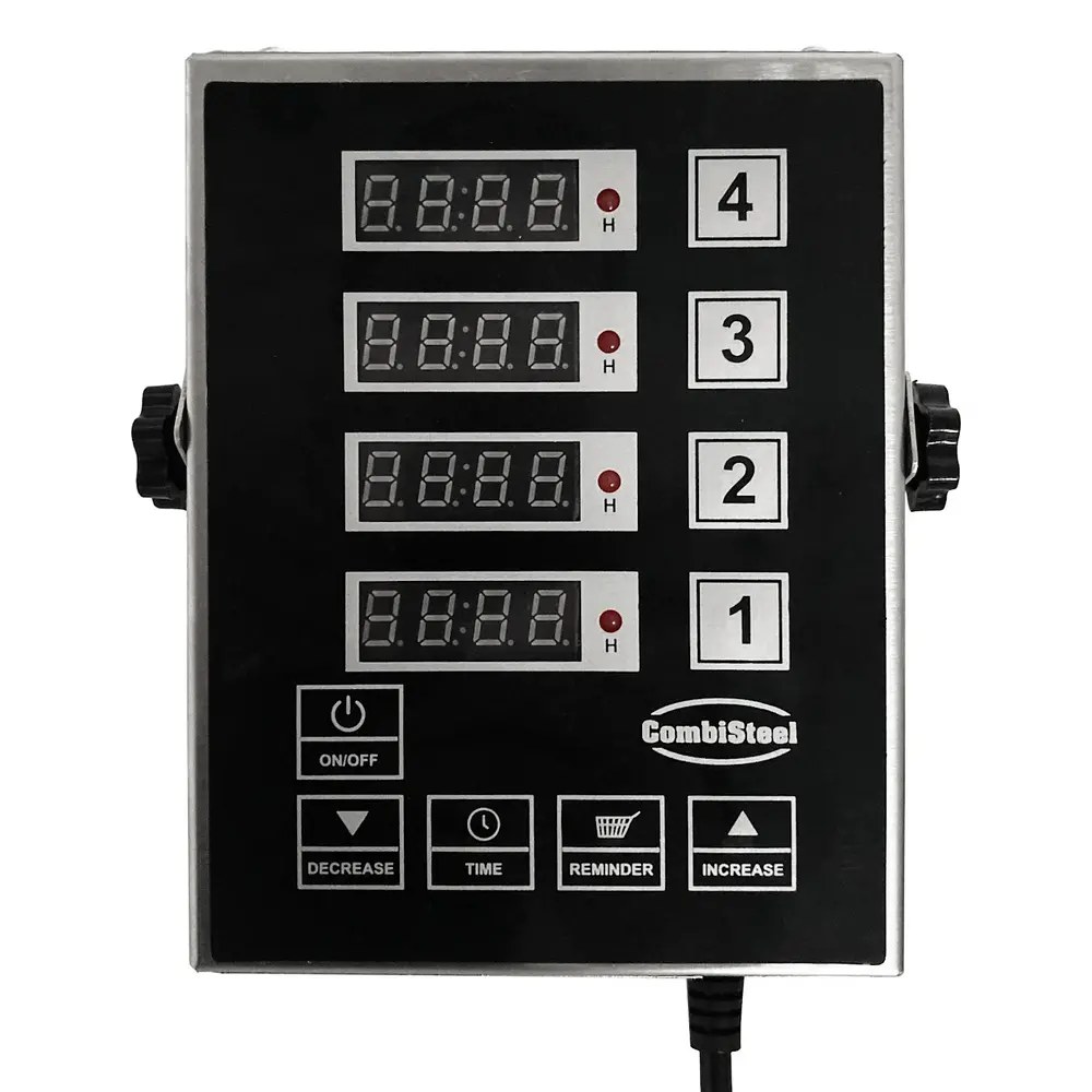 Combisteel Digitale Keukentimer | 4 Timers | Rvs | 230v | 130x170x36(h)mm