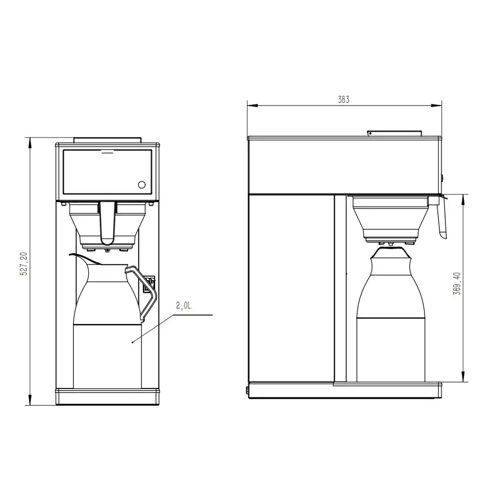 Combisteel Koffiezetapparaat | Rvs | Enkel | 1.8l | Incl. Rvs Thermoskan | 1.9kw (230v) | 205x405x527(h)mm