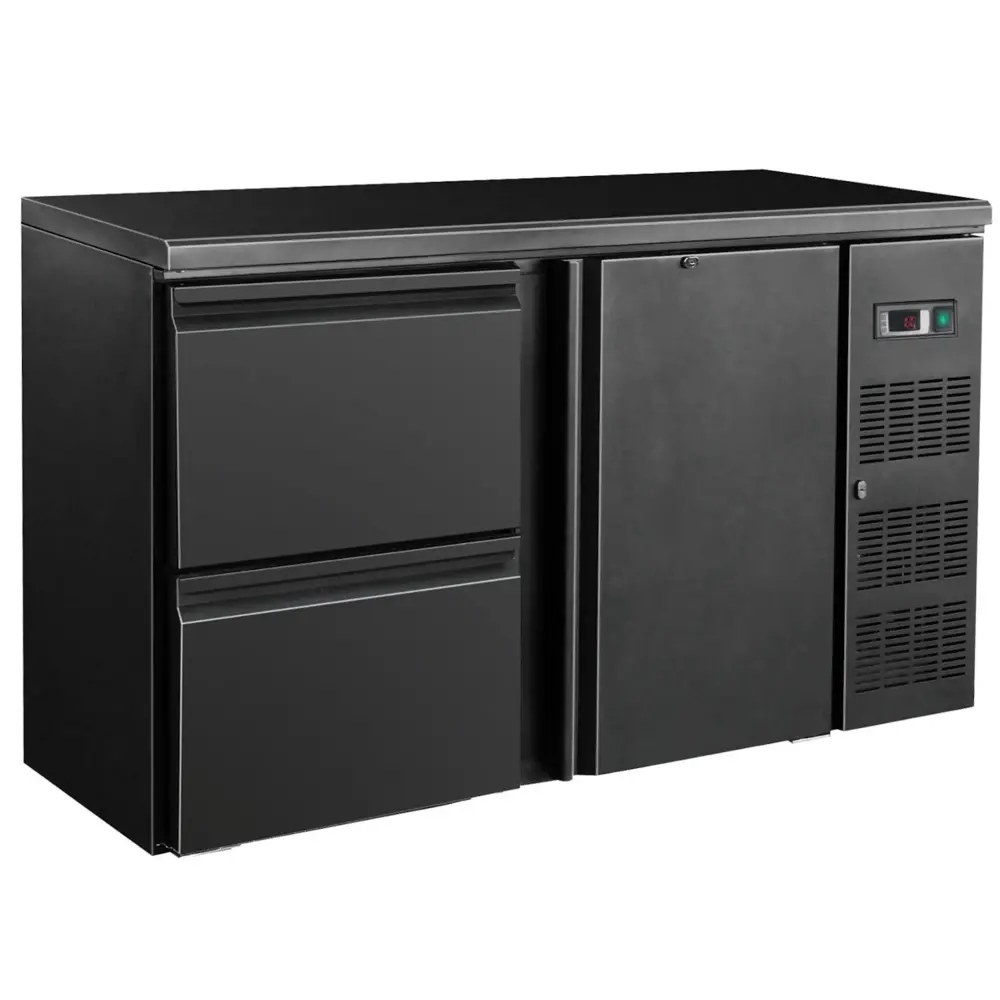 Combisteel Barkoelkast | Standard Line | 350l | Zwart | 0°c/+10°c | Geforceerd | 1 Draaideur + 2 Laden | 1462x513x860(h)mm