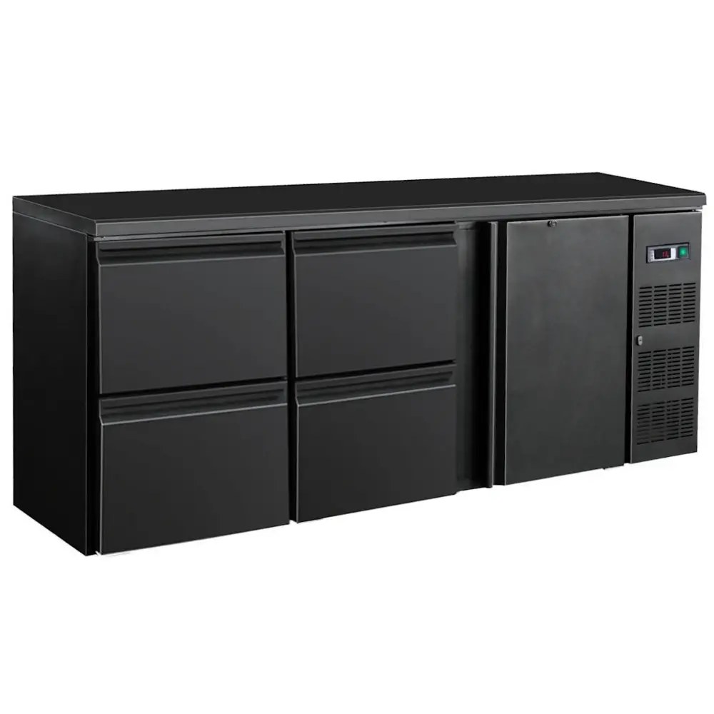 Combisteel Barkoelkast | Standard Line | 537l | Zwart | 0°c/+10°c | Geforceerd | 1 Draaideur + 4 Laden | 2002x513x860(h)mm