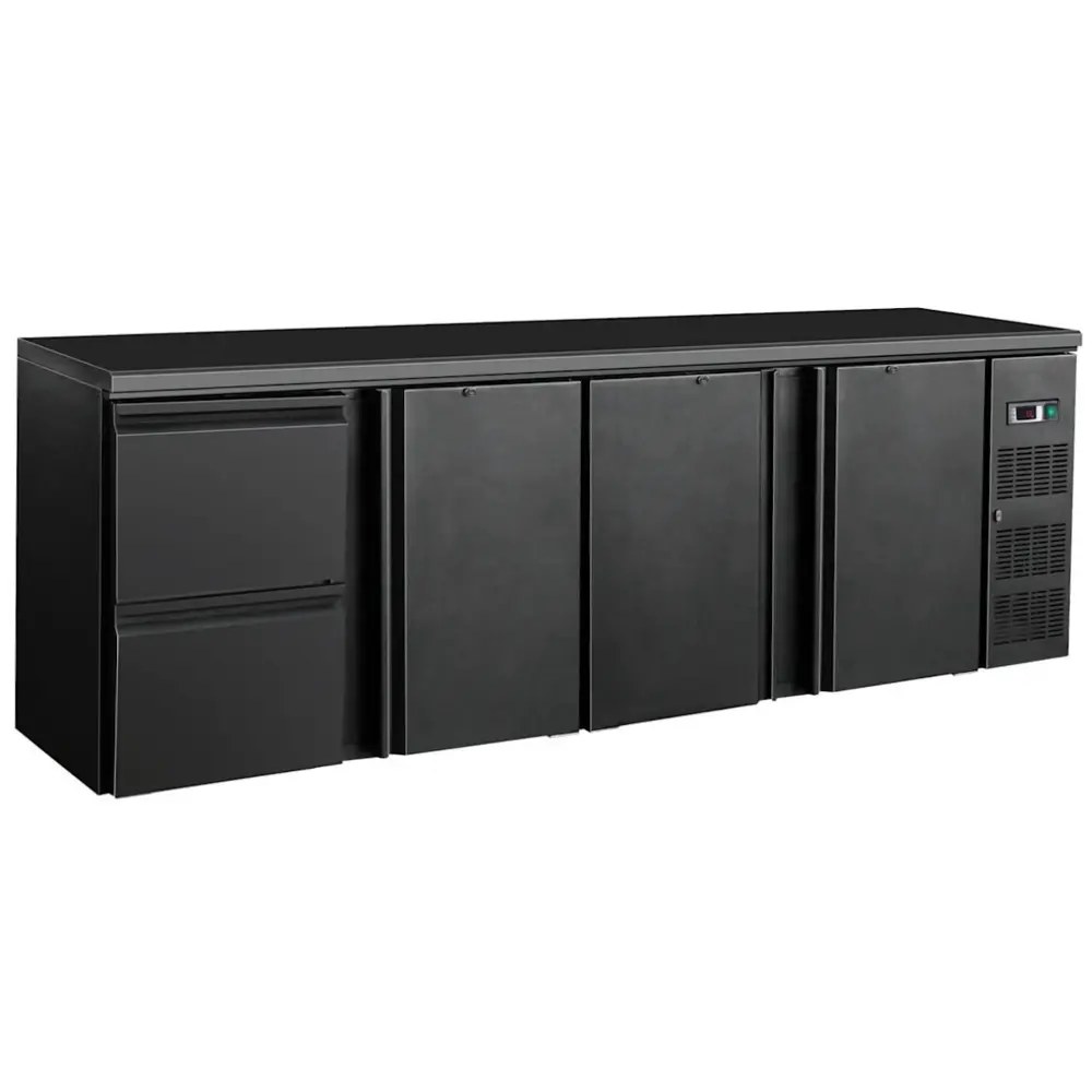 Combisteel Barkoelkast | Standard Line | 698l | Zwart | 0°c/+10°c | Geforceerd | 3 Draaideuren + 2 Laden | 2542x513x860(h)mm