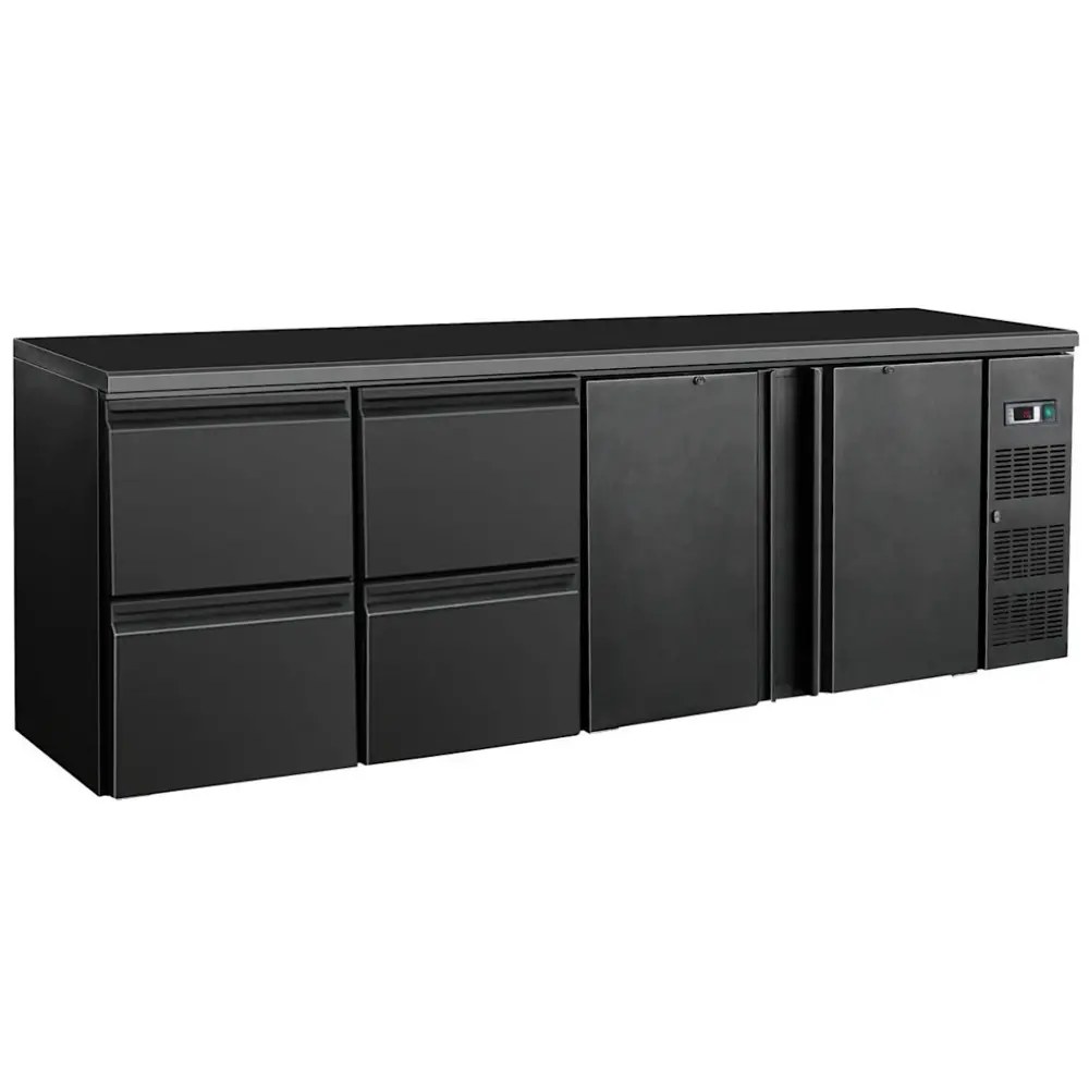 Combisteel Barkoelkast | Standard Line | 698l | Zwart | 0°c/+10°c | Geforceerd | 2 Draaideuren + 4 Laden | 2542x513x860(h)mm