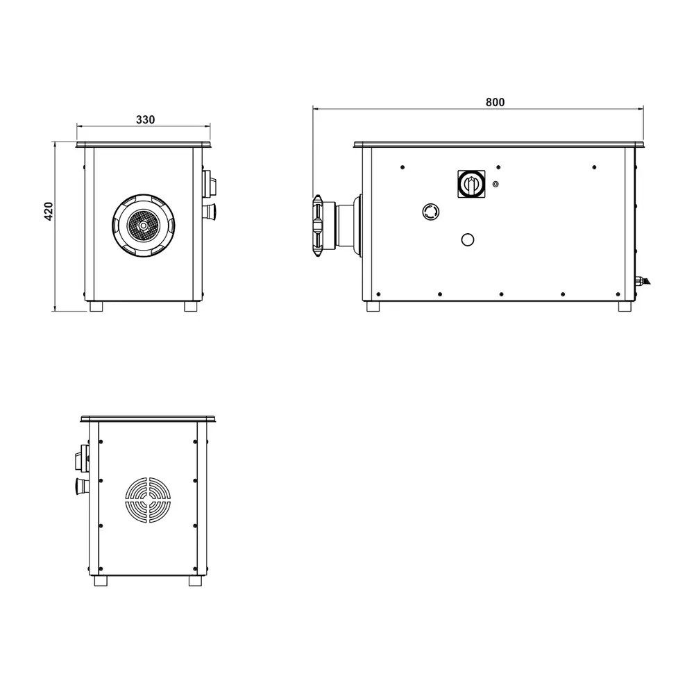 Combisteel Vlees-/gehaktmolen | Mes N°32 (ø320mm) | 750kg/u | Vaste Kop | 3kw (400v) | 390x870x530(h)mm