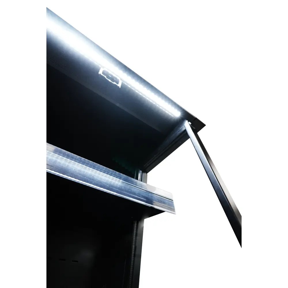 Combisteel Wandkoeling | Zwart | +1°c/+7°c | Geforceerd | Open | Intern Nachtgordijn | Wielen | 660x710x1470(h)mm