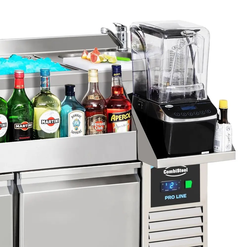 Combisteel Bar-/cocktailstation (gekoeld) | Pro Line | 280l | 3 Deuren | -2°c/+8°c | Geforceerd | Spoelbak + Ijs-/ingrediëntenbak + Flessenrek | 1700x700x1000(h)mm