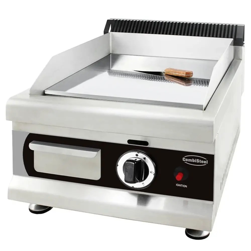Combisteel Bak-/grillplaat | Aardgas | Glad Oppervlak 350x400 (verchroomd) | 3kw | Piëzo Ontsteking | 400x575x365(h)mm
