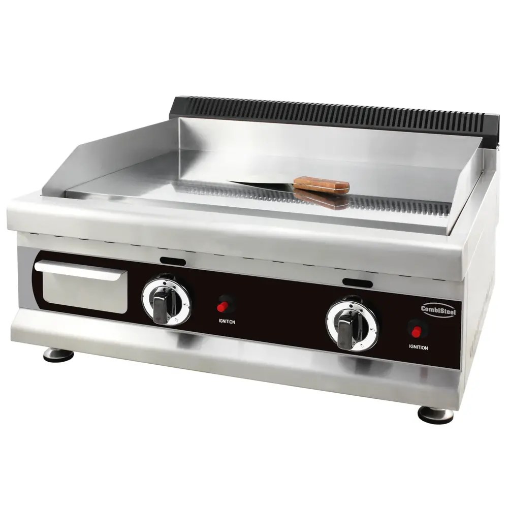 Combisteel Bak-/grillplaat | Aardgas | Glad Oppervlak 600x400 (verchroomd) | 6kw | Piëzo Ontsteking | 650x575x365(h)mm