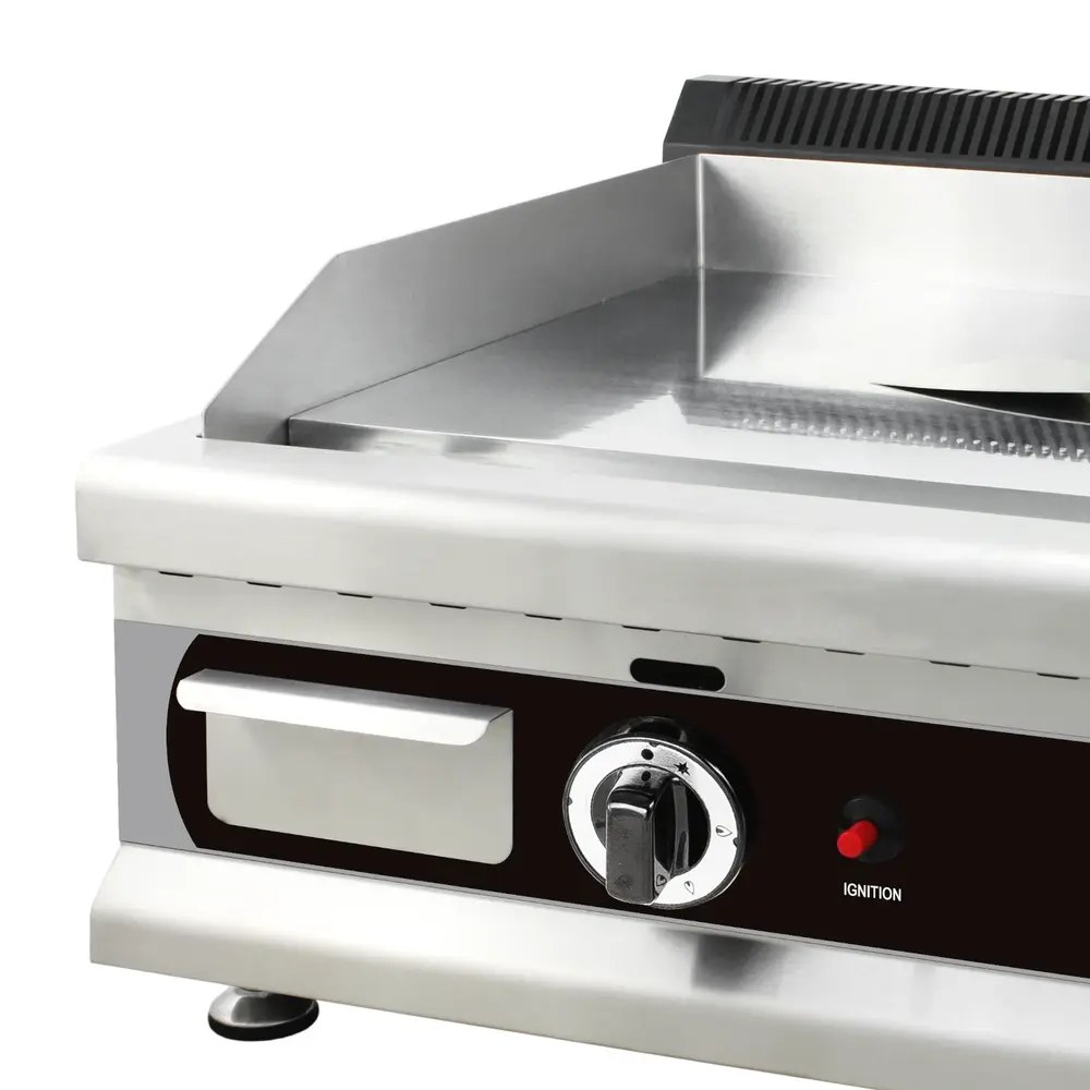 Combisteel Bak-/grillplaat | Aardgas | Glad Oppervlak 600x400 (verchroomd) | 6kw | Piëzo Ontsteking | 650x575x365(h)mm