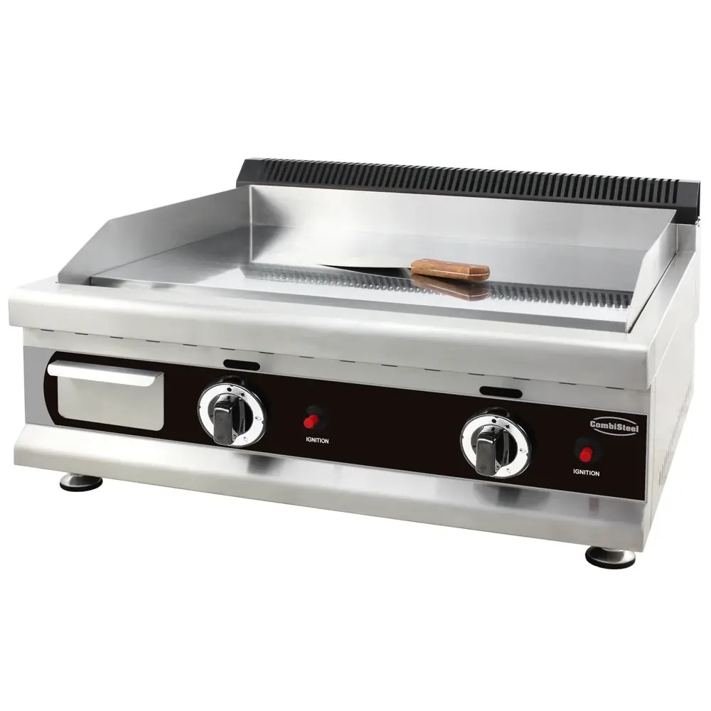Combisteel Bak-/grillplaat | Aardgas | Glad Oppervlak 750x400 (verchroomd) | 6kw | Piëzo Ontsteking | 800x575x365(h)mm