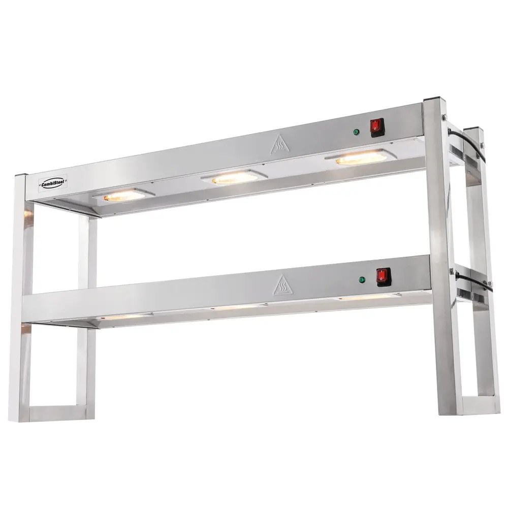 Combisteel Etagère/warmtebrug | Rvs | 2 Niveaus | Verwarmd (halogeen) | 60°c/70°c | 1.8kw (2x 230v) | 1200x300x650(h)mm