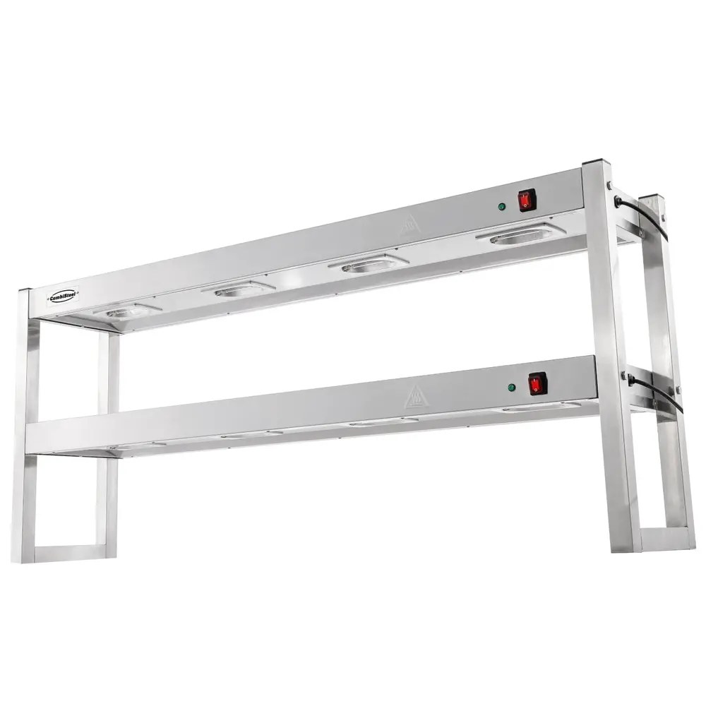 Combisteel Etagère/warmtebrug | Rvs | 2 Niveaus | Verwarmd (halogeen) | 60°c/70°c | 2.4kw (2x 230v) | 1500x300x650(h)mm