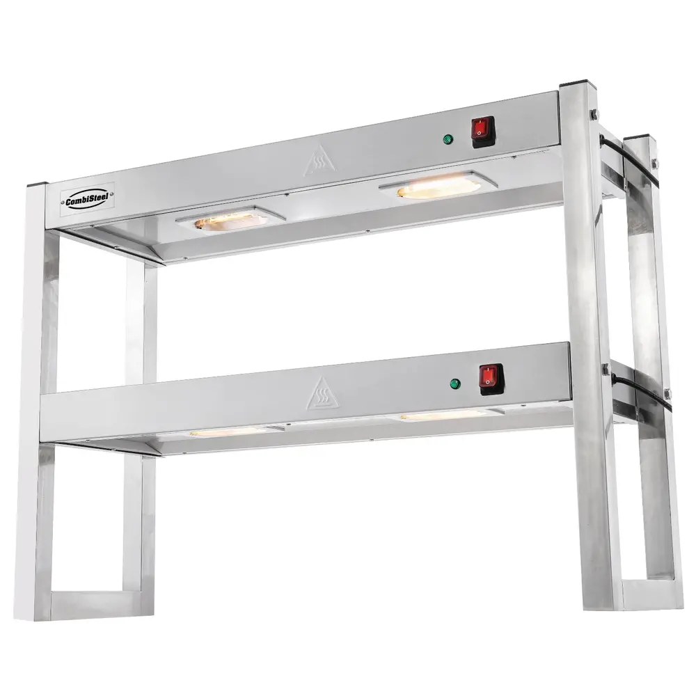 Combisteel Etagère/warmtebrug | Rvs | 2 Niveaus | Verwarmd (halogeen) | 60°c/70°c | 1.2kw (2x 230v) | 900x300x650(h)mm