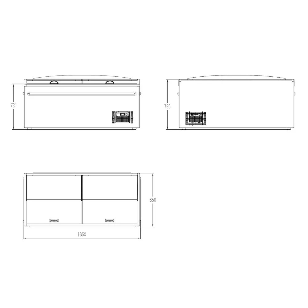 Combisteel Supermarkt Vrieskist | Kop-element | 630l | Grijs | -18°c/-22°c | Statisch | Schuifdeksels | 1850x850x795(h)mm