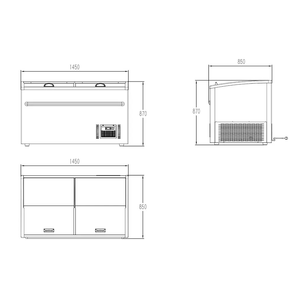 Combisteel Supermarkt Vrieskist | 530l | Grijs | -18°c/-22°c | Statisch | Schuifdeksels | 1450x850x870(h)mm