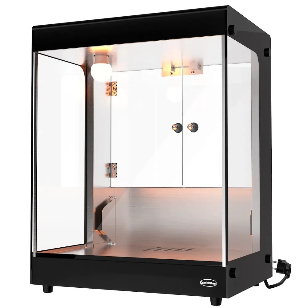 Combisteel Nacho-warmhoudvitrine | Zwart | Statisch | 0.19kw (230v) | 462x365x588(h)mm