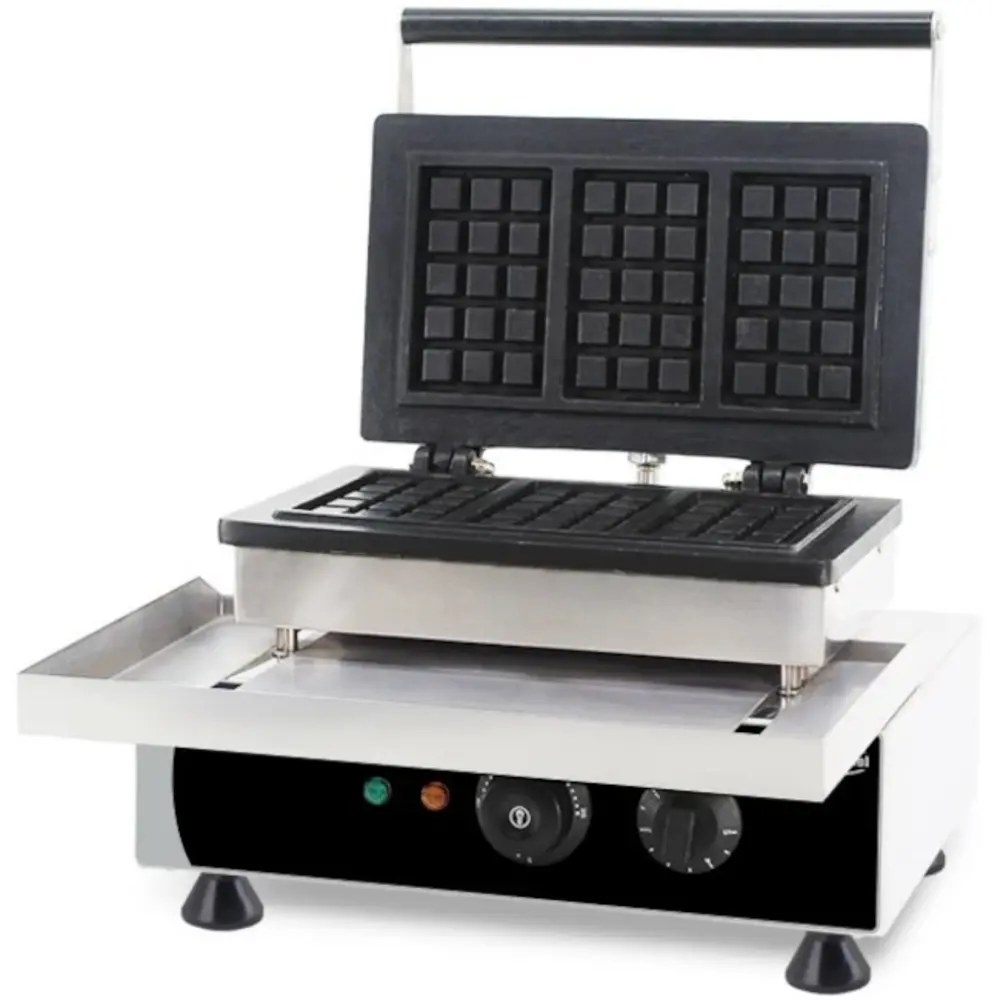 Combisteel Wafelijzer | Enkel | Brusselse Wafels (125x77x22mm) | 1.75kw (230v) | Timer | 380x350x465(h)mm
