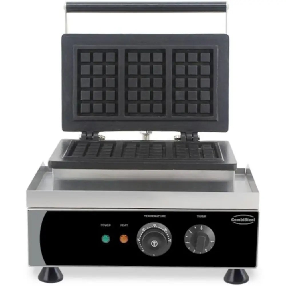 Combisteel Wafelijzer | Enkel | Brusselse Wafels (125x77x22mm) | 1.75kw (230v) | Timer | 380x350x465(h)mm