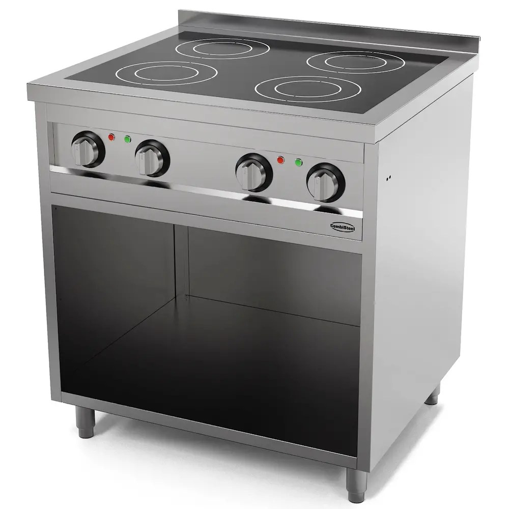 Combisteel Inductiefornuis | Entry 700 | 4 Kookpunten | 14kw (400v) | Open Onderkast | 800x700x900/940(h)mm