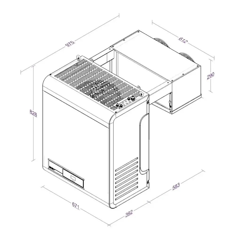 Combisteel Hang-wandunit | 20.7-36.2m³ | -5°c/+15°c | 1.2kw (230v) | 671x975x828(h)mm