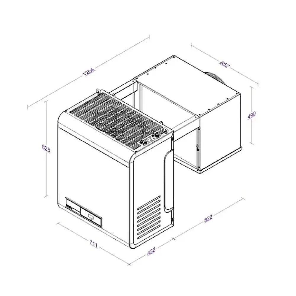 Combisteel Hang-wandunit | 15.8-29.6m³ | -10°c/-25°c | 1.8kw (400v) | 711x1254x828(h)mm