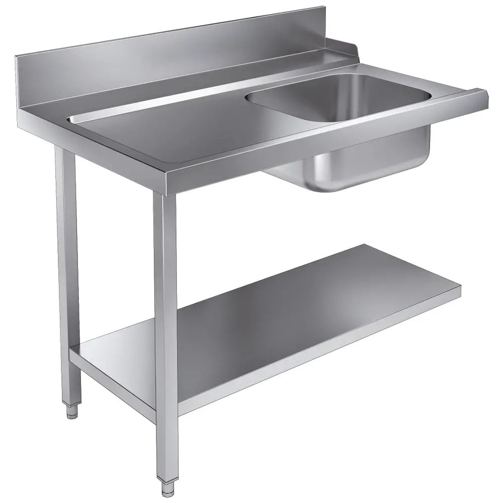 Combisteel Aanvoertafel (links) | Rvs | 1 Spoelbak (rechts) | Bodemschap | Achteropstand | 1200x800x900(h)mm