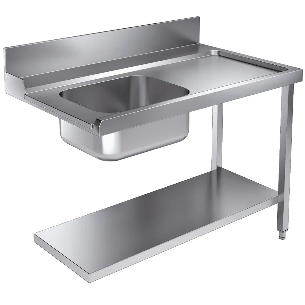 Combisteel Aanvoertafel (rechts) | Rvs | 1 Spoelbak (links) | Bodemschap | Achteropstand | 1200x800x900(h)mm
