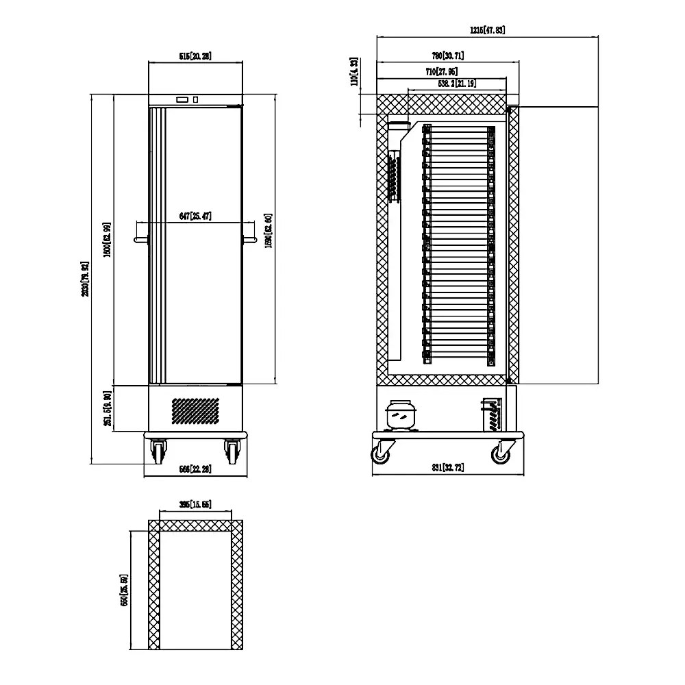 Combisteel Koelwagen | 20x 1/1 GN | -2°c/+8°c | Statisch + Ventilator | Wielen (geremd) | 672x780x2030(h)mm
